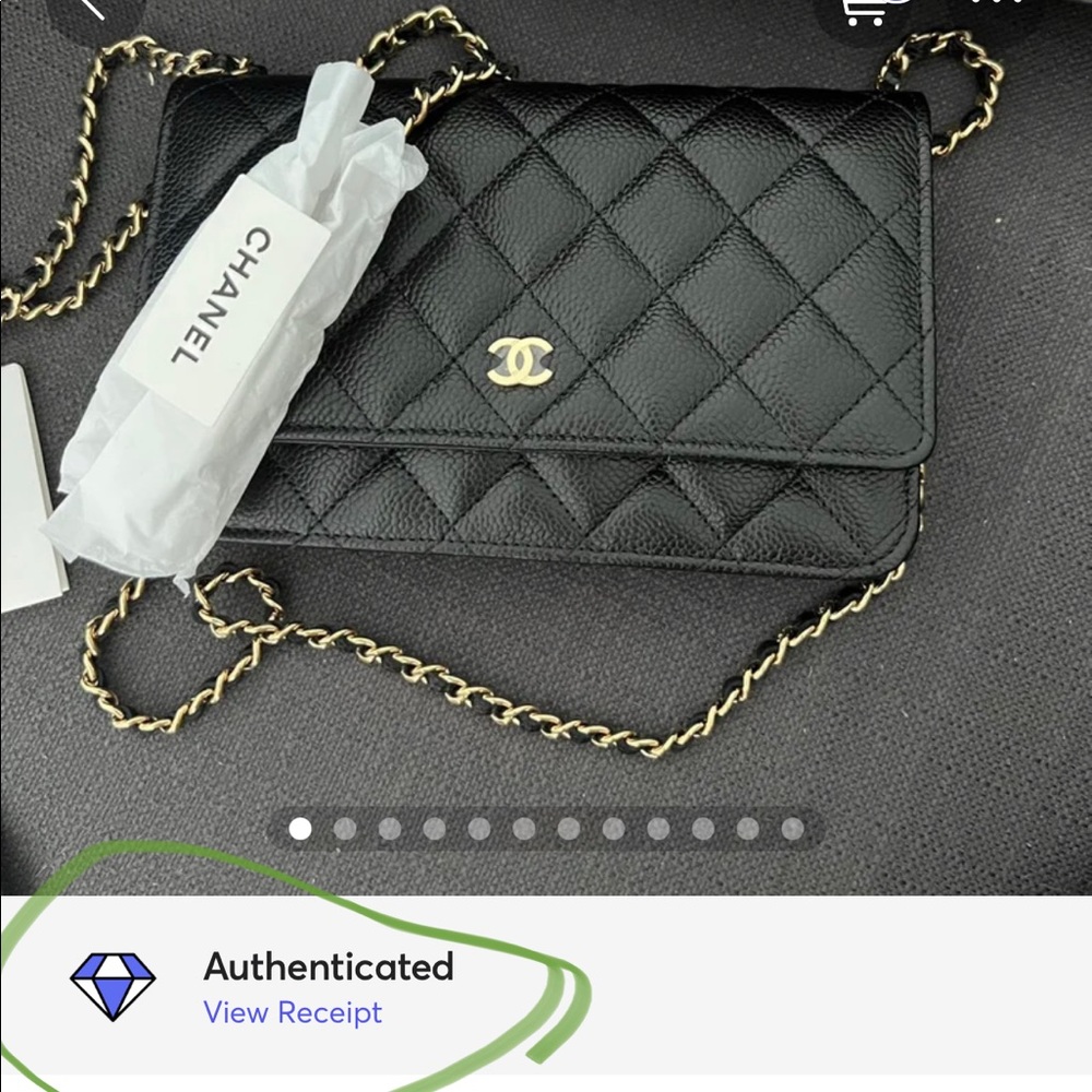 **ON HOLD CHANEL Caviar Quilted Wallet on Chain WOC Black / Gold - Picture 14 of 14